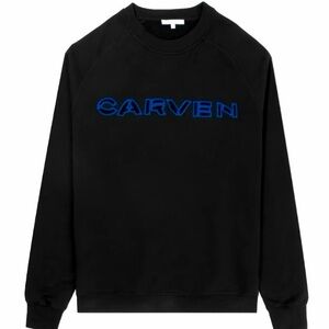 Carven Black & Blue Cut Out Molleton Pullover Crewneck Sweater Sweatshirt Large
